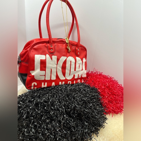 Encore Champion Cheer Bag Vintage Pompons Gold-tone Megaphone football necklace